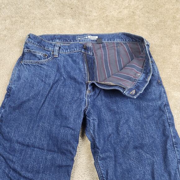 Carhartt Other - Carhartt Jeans Mens 38x30 Relaxed Fit Flannel Lined Blue Denim Workwear B225